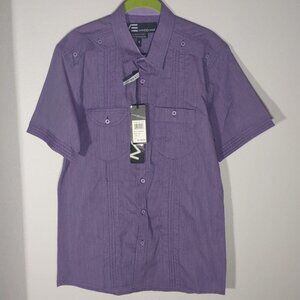 Max Exchange Men's Plum Short Sleeve Button Up Shirt Slim Fit Size Small NWT